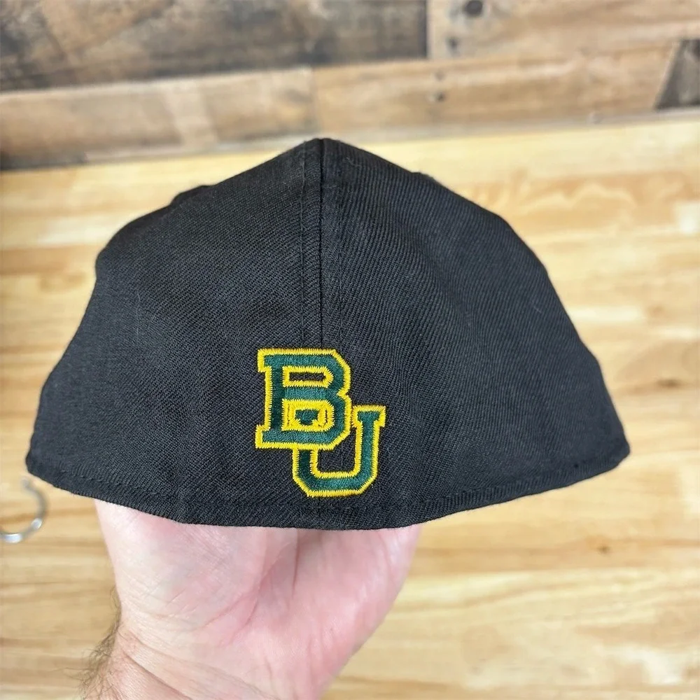 New Era Baylor Bears Fitted Cap Hat Size 7 3/8 Black‎ Green NCAA